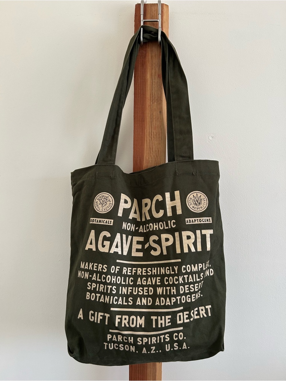 PARCH Agave-Spirit Olive Green Canvas Tote Bag